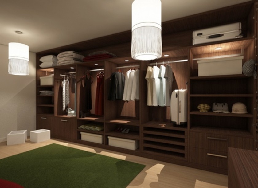Классическая гардеробная комната из массива с подсветкой Черногорск